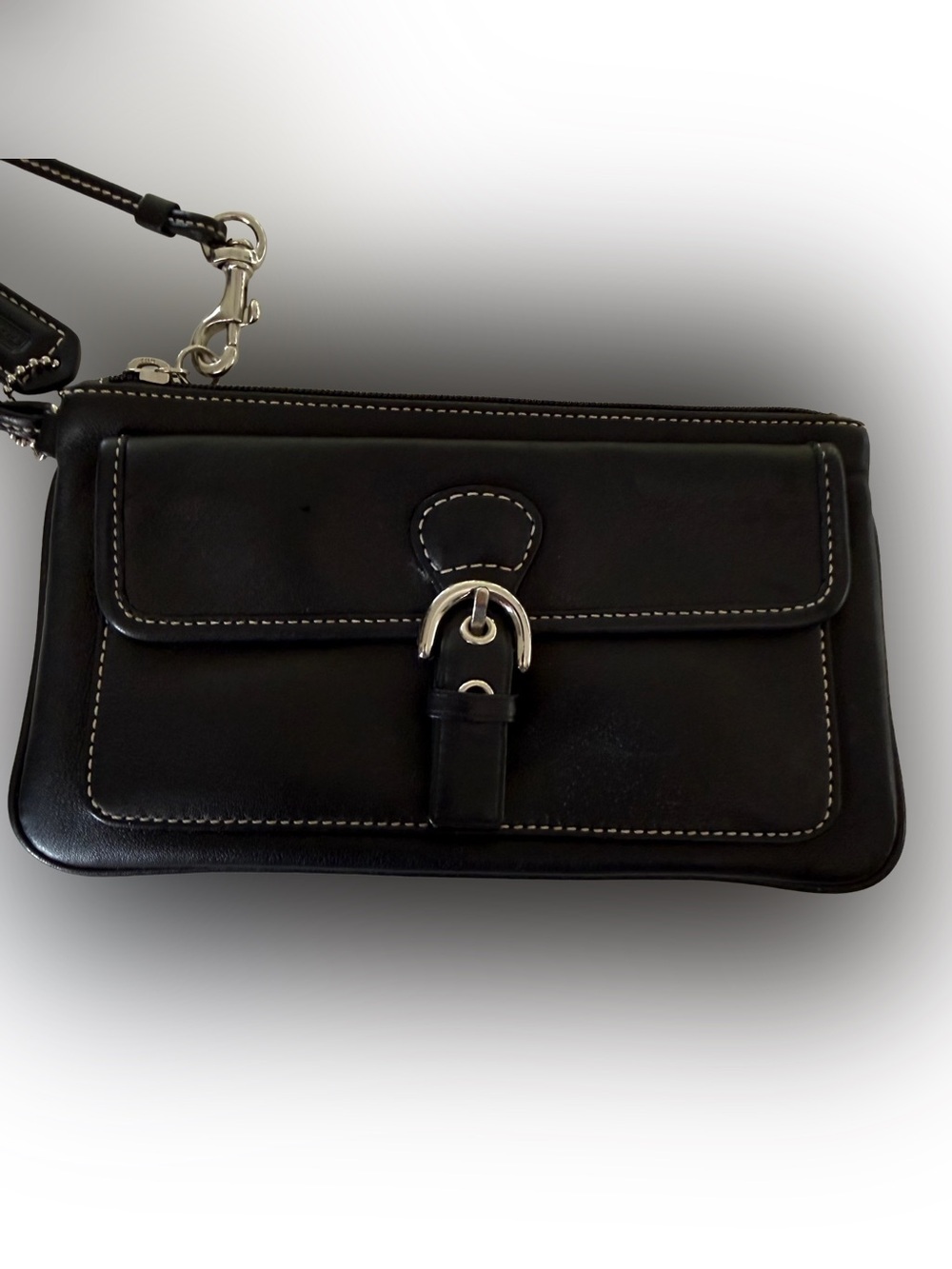 Vtg Coach Bleecker Black Leather Clutch Wristlet Wallet Silver Hdwr. Pristine!!